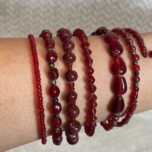 Vintage Y2K Red Colored Multi-strand Memory Coil Whimsigoth‎ Bracelet